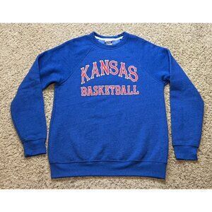 Kansas Jayhawks Charlie Hustle Blue Fleece Crewneck Sweatshirt Size Large L EUC